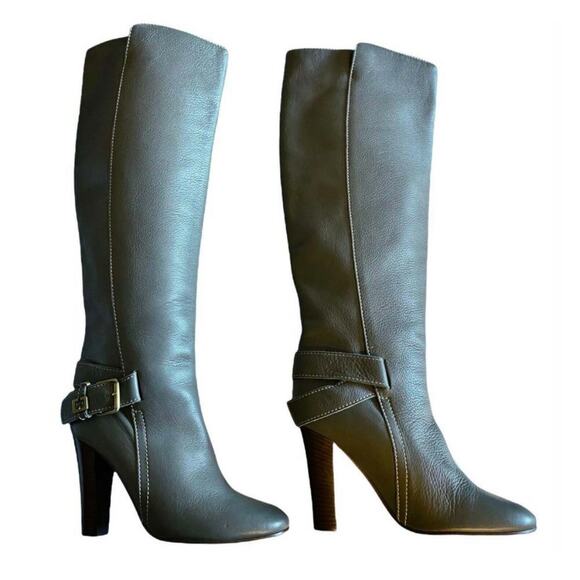 CHLOE Tucson Gray Boots Leather Adjustable Belt Knee High Tall Italy EU 38 /7.5 - Picture 11 of 11